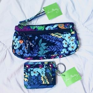 NWT Vera Bradley Midnight Blues Wristlet and Campus Double ID Key Chain Set